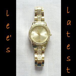 Geneva Gold Diamonds Fancy Bling Shiny Watch/Jewelry Ladies
